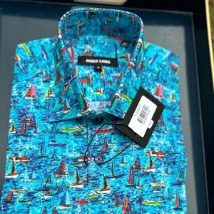 Jared Lang men’s long sleeve button shirt sailboats pattern , small